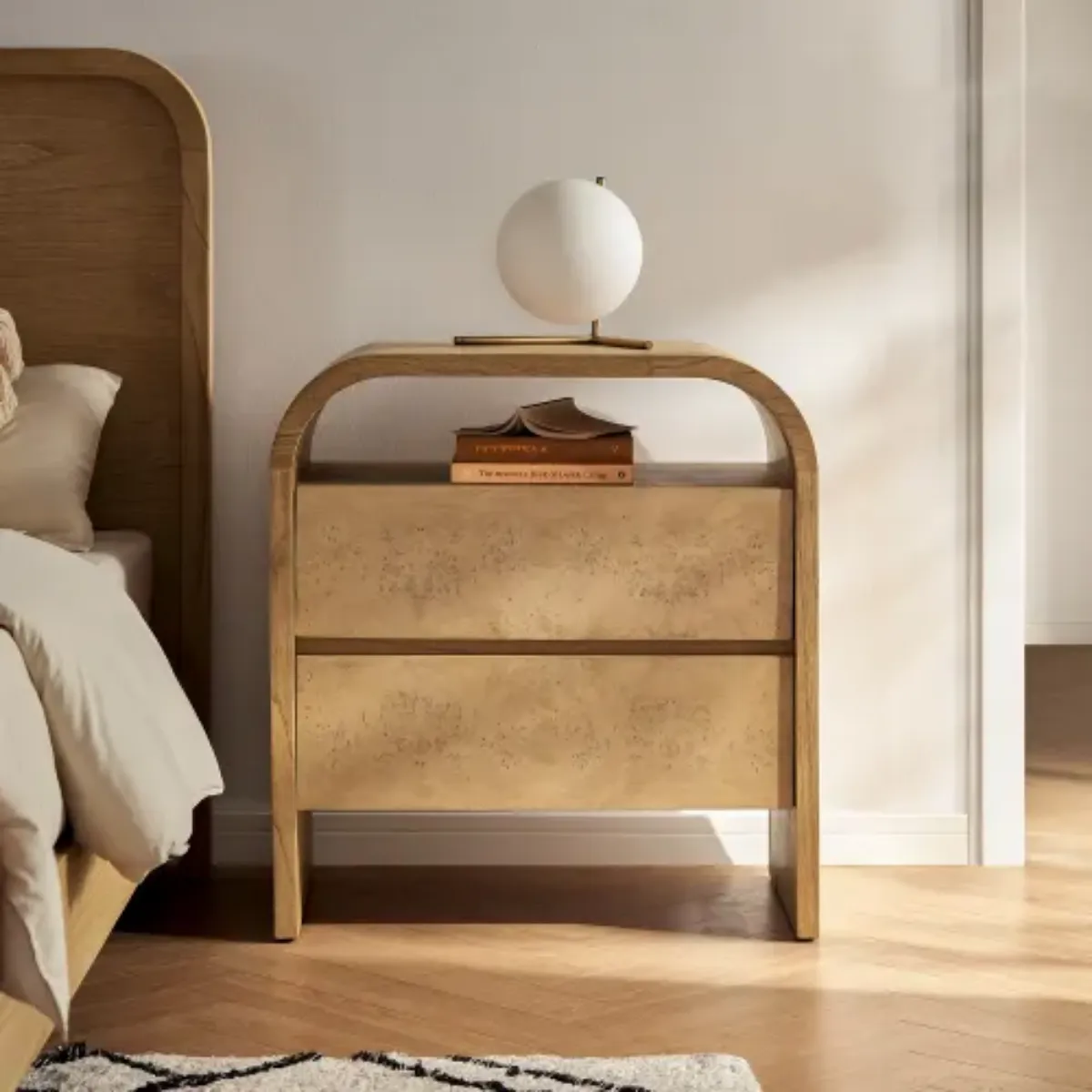ROOT BEDSIDE TABLE - DOUBLE DRAWERS